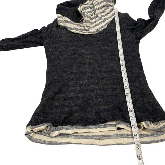 Anthropologie Moth Alpaca Wool Blend Navy Blue Striped Cowl Neck Sweater Size XS - Picture 8 of 8